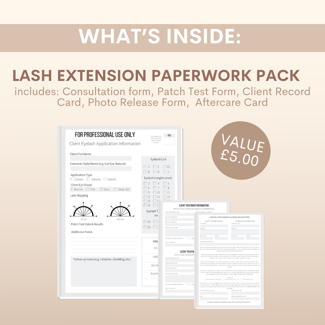 Lash Extensions Paperwork Pack